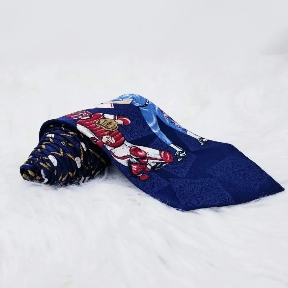 Tabasco Navy Blue Baseball Novelty Silk Neck Tie